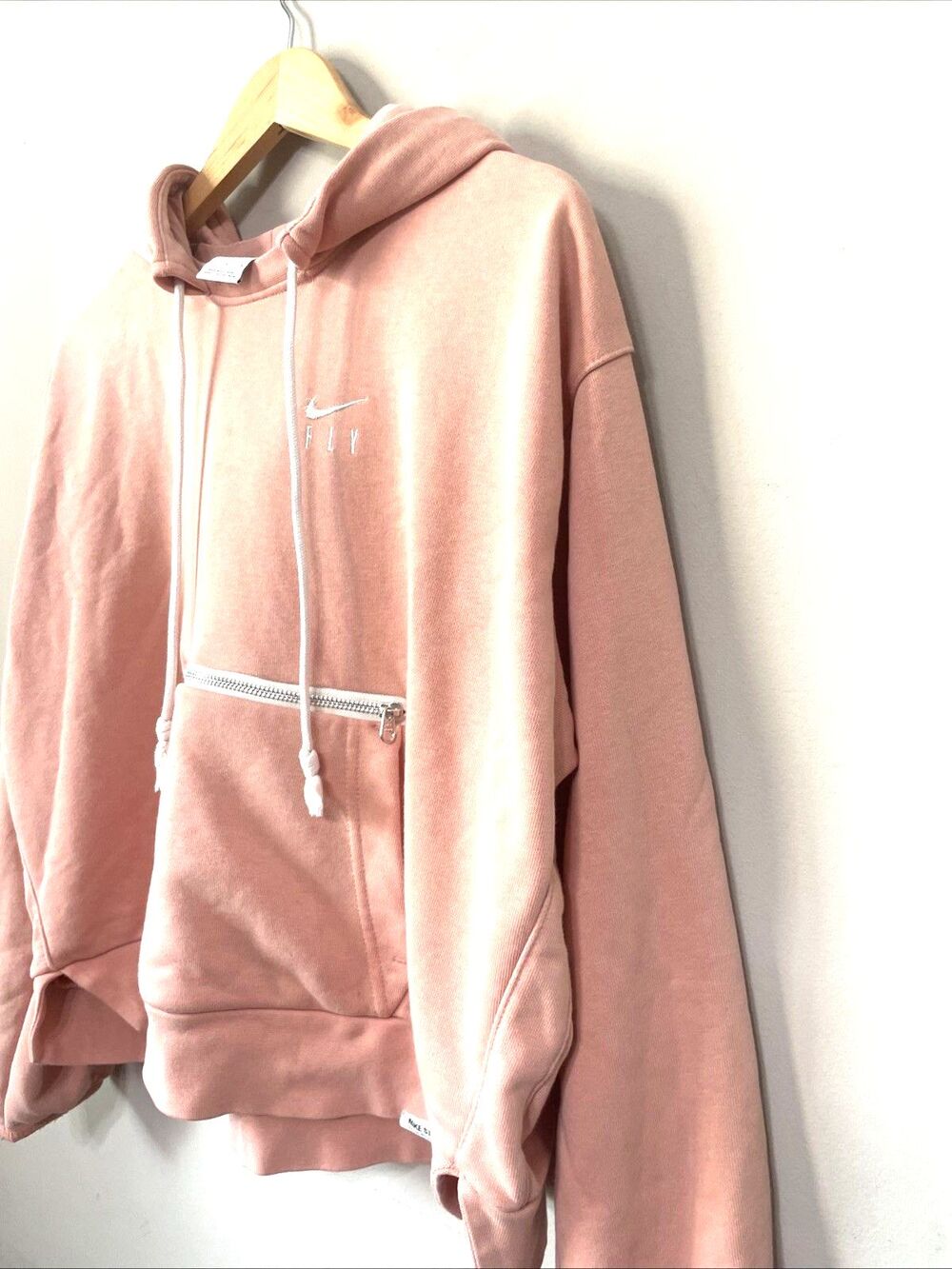 Nike Vintage Womens M Coral Pullover Fleece Hoodie Logo Pockets Drawstring Sz M